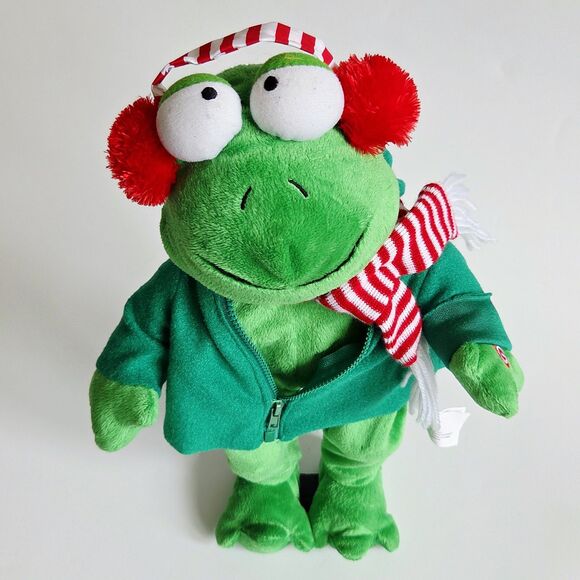 Gemmy Christmas Frog Animated Plush Toy Dancing Singing Apple Bottom Jeans - Picture 1 of 14